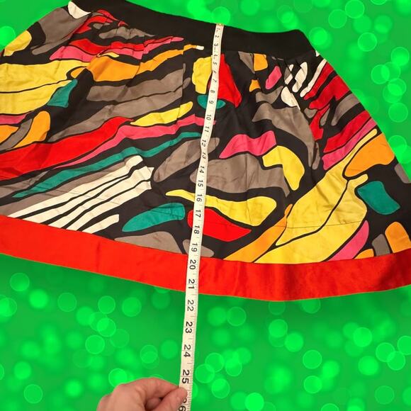 Nygard Collection VTG Multicolor Abstract Art Silk Mini Skirt Size 16 - Picture 3 of 10